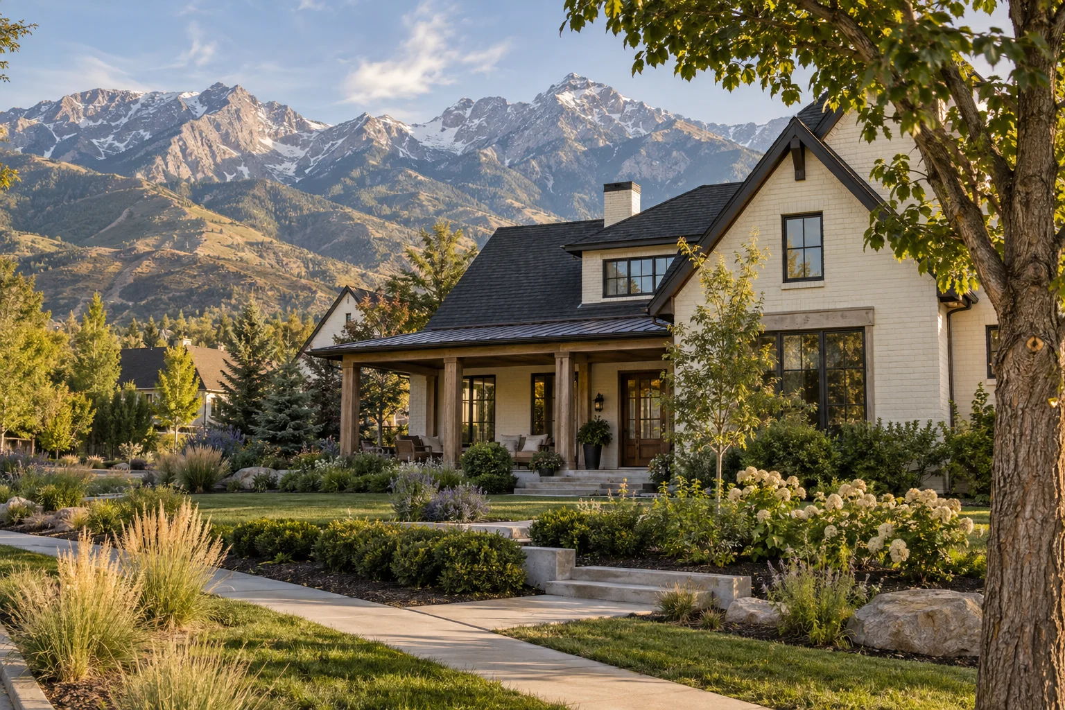 Illustrative Utah-inspired home with a mountain backdrop